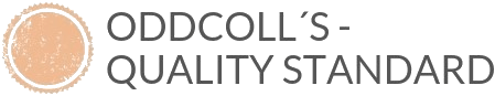 Text that says "ODDCOLL´S QUALITY STANDARD" and and illustration of a sun to the left